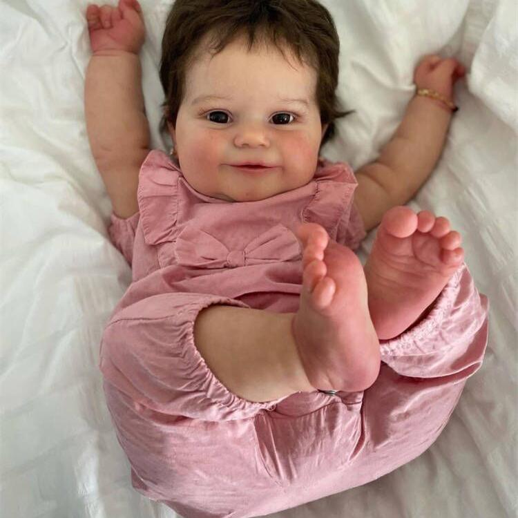 NPK 50 см кукла реборн Baby Maddie розовый комбинезон для маленьких девочек мягкая тканевая кукла игрушка для ванны реалистичная настоящая Soft Touch brown