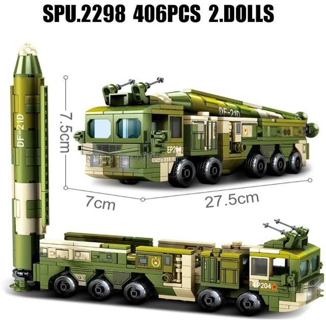 105596 406 шт., военные Df-21d, противокорабельная баллистическая ракета средней дальности, грузовик, 2 солдата, армейское оружие, строительные блоки для мальчиков, игрушки black Happy Building Blocks