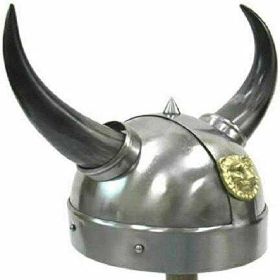 Шлем Спартанский Рог Шлем Боевой Воин Костюм Шлем Викингов Хэллоуин gray ROYAL HANDICRAFT