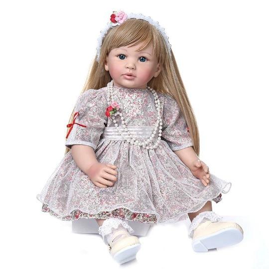NPK реалистичные куклы Reborn Baby, 60 см, длинные волосы, кукла Reborn для девочек, подарки на день рождения для малышей, подруга для сна white