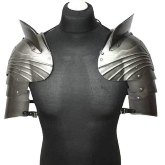Средневековая стальная броня на плече, металлическая рыцарская броня наплечника Ларп Носимый костюм боевого воина лучше всего подходит для Хэллоуина gray ROYAL HANDICRAFT