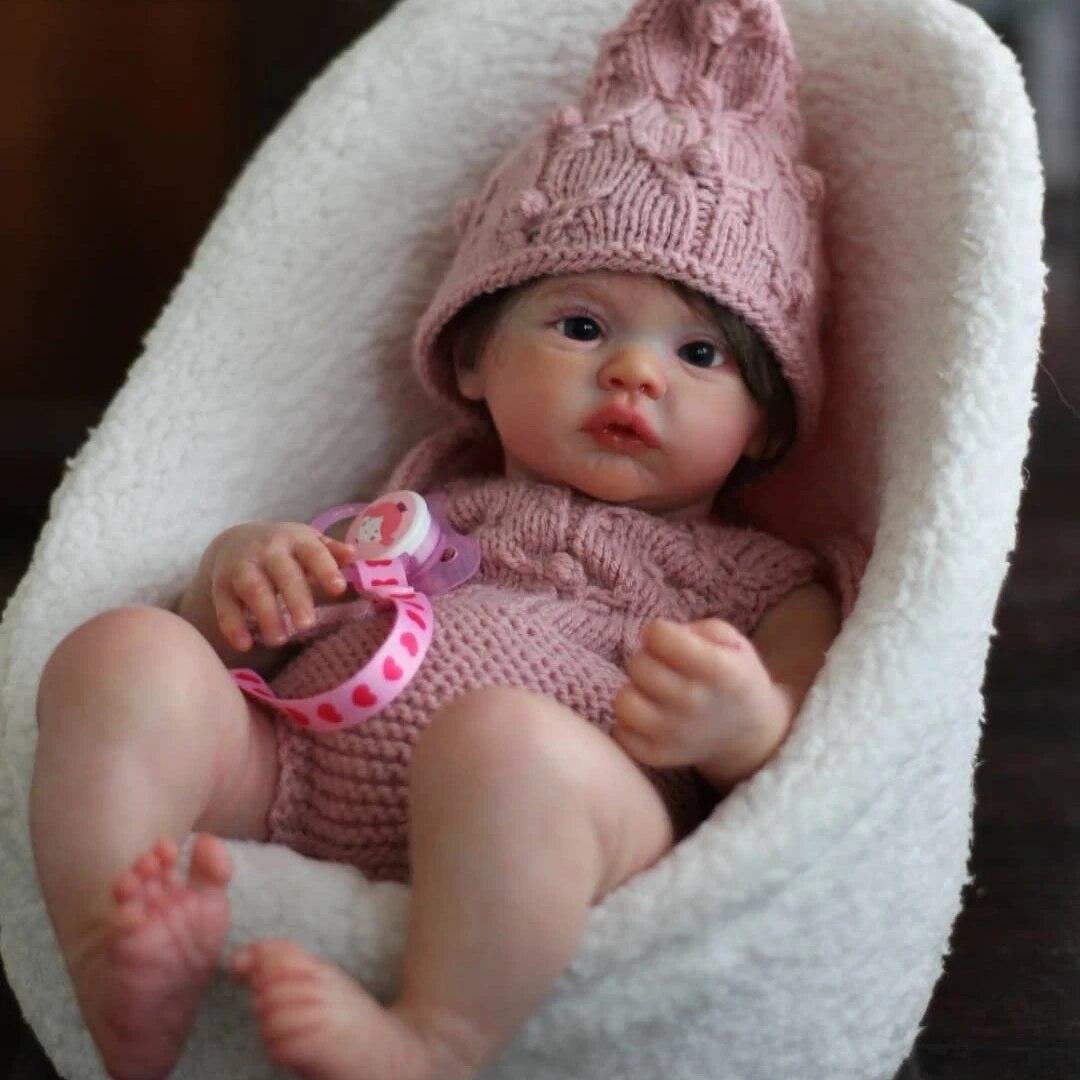 45 см силиконовая кукла для всего тела Viny Meadow Bebe Reborn для девочек с укорененными волосами, Реалистичная кукла реборн ручной работы, игрушка для детей brown FUSKARMA TOYS