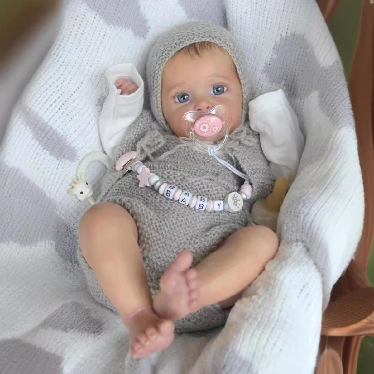 NPK 48 см Reborn Baby для маленьких девочек, очень мягкая тканевая кукла, мягкая игрушка, реалистичная, настоящая мягкая на ощупь cloth body gray