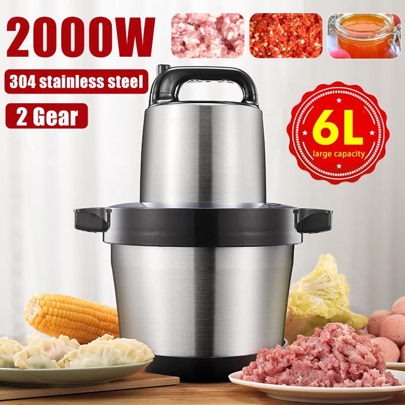 6л 2000 Вт 2-ступенчатая электрическая мясорубка кухонный измельчитель Мясорубка из нержавеющей стали блендер для чеснока и овощей миксер комбайн для детской еды red Sea Global