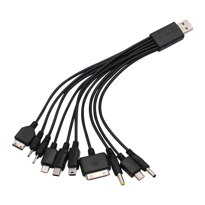 1 шт., мобильный телефон, USB-кабель для передачи данных «один в десять», портативный внешний аккумулятор для кемпинга, зарядный кабель «десять в одном», 10ni1, многоканальный, однолинейный чёрный Xiao Home