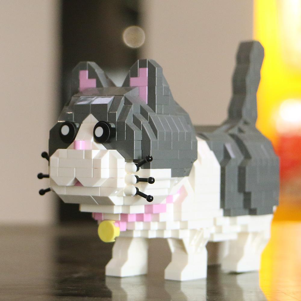 Мини-строительные блоки с изображением синего кота, модель кирпича, Moc, игрушки, подарок для детей, подарок на день рождения для девочек, мальчиков и девочек black Happy Building Blocks