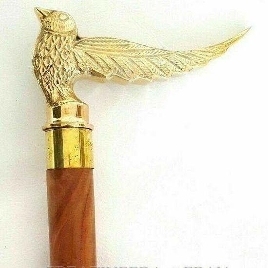 Трость Royal Swallow Bird - элегантная деревянная трость для женщин, женская ручка ручной работы из дерева и коричневое древко, красивые дамы beige ROYAL HANDICRAFT