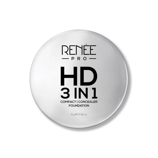 RENEE Pro HD 3-в-1 Compact - тональная основа, компактная пудра, консилер и тональный крем, высокая степень покрытия и шелковисто-гладкое покрытие для всех типов кожи с витаминами E и C white Balaji Impex