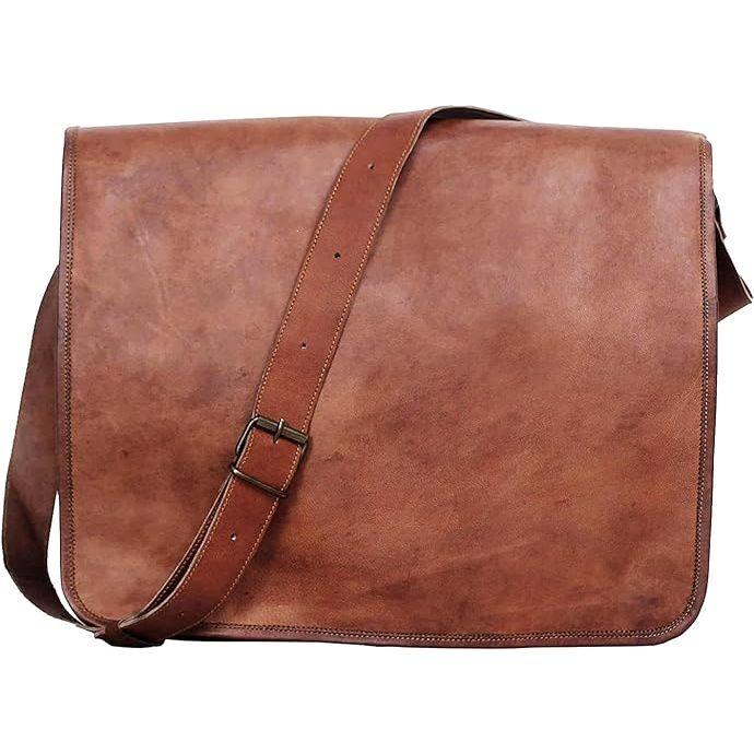 Кожаная винтажная мужская кожаная мужская сумка для ноутбука Messenger Pro Satchel 16 x 12 x 5 in коричневый NAVYA Genuine leather Bags