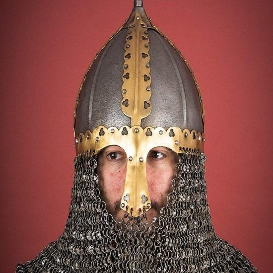 Шлем викинг-рус с клепанной бармицей gray ROYAL HANDICRAFT
