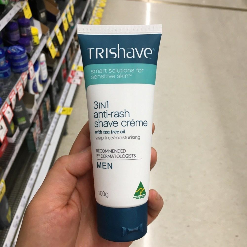 Trishave Tri Shave Men s Sensitive Tea Tree Oil крем для бритья 100 г x 2, 2, 100 г white BeautyGlam