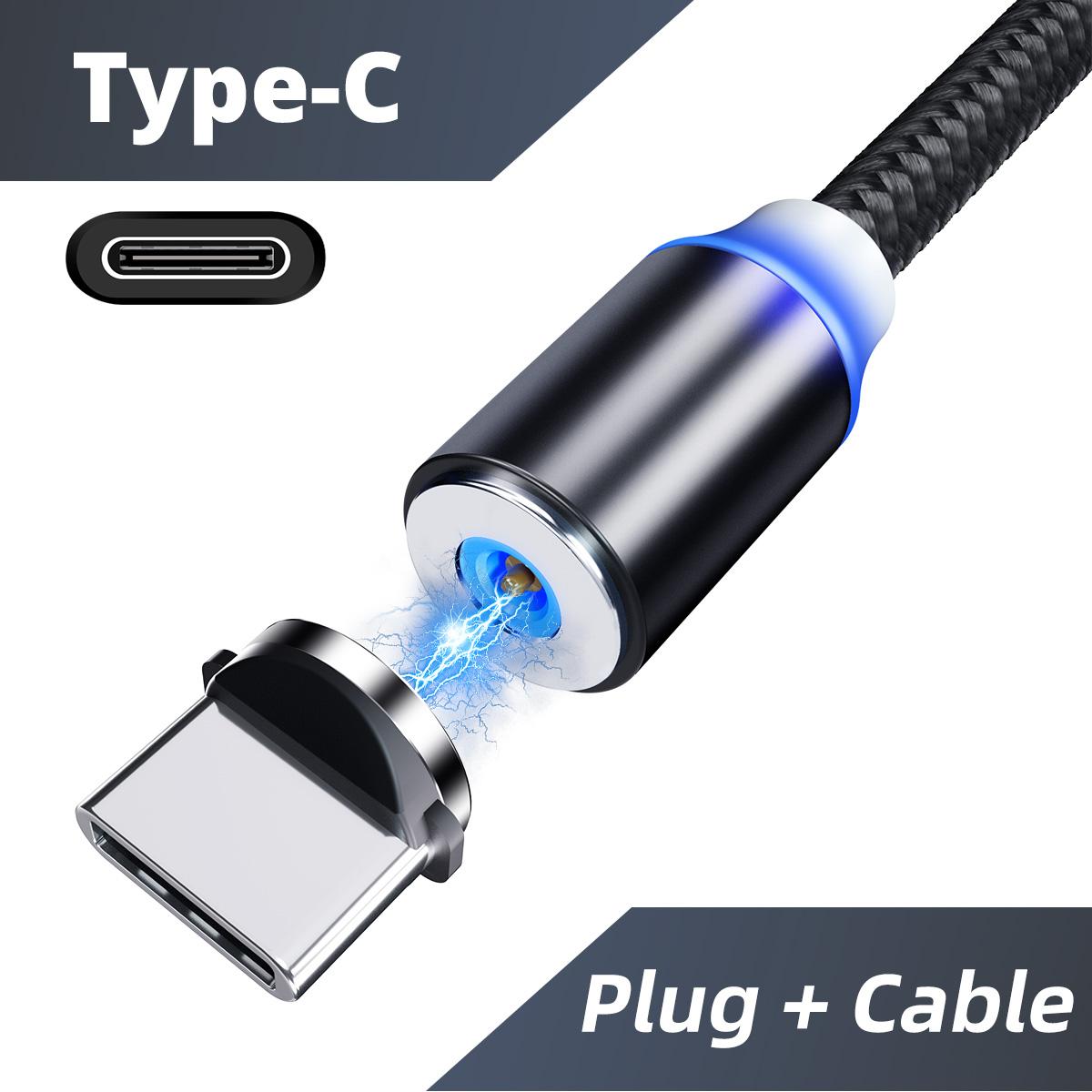 Светодиодный USB-кабель для зарядного устройства 2,0 А, кабель типа C, микро-USB, быстрая зарядка мобильного телефона Typec чёрный AL