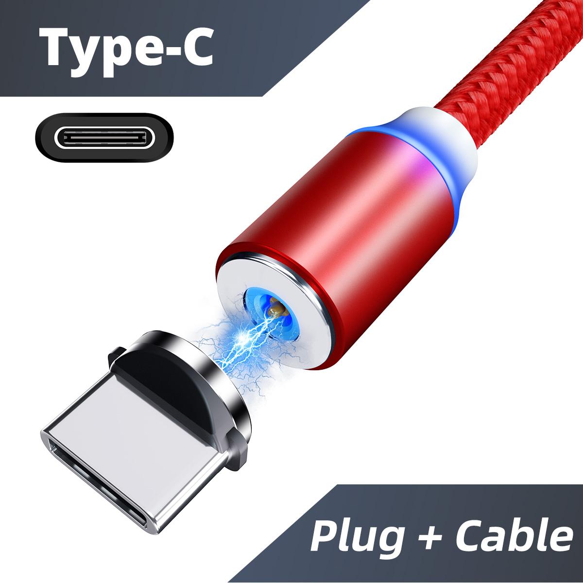 Светодиодный USB-кабель для зарядного устройства 2,0 А, кабель типа C, микро-USB, быстрая зарядка мобильного телефона Typec красный AL