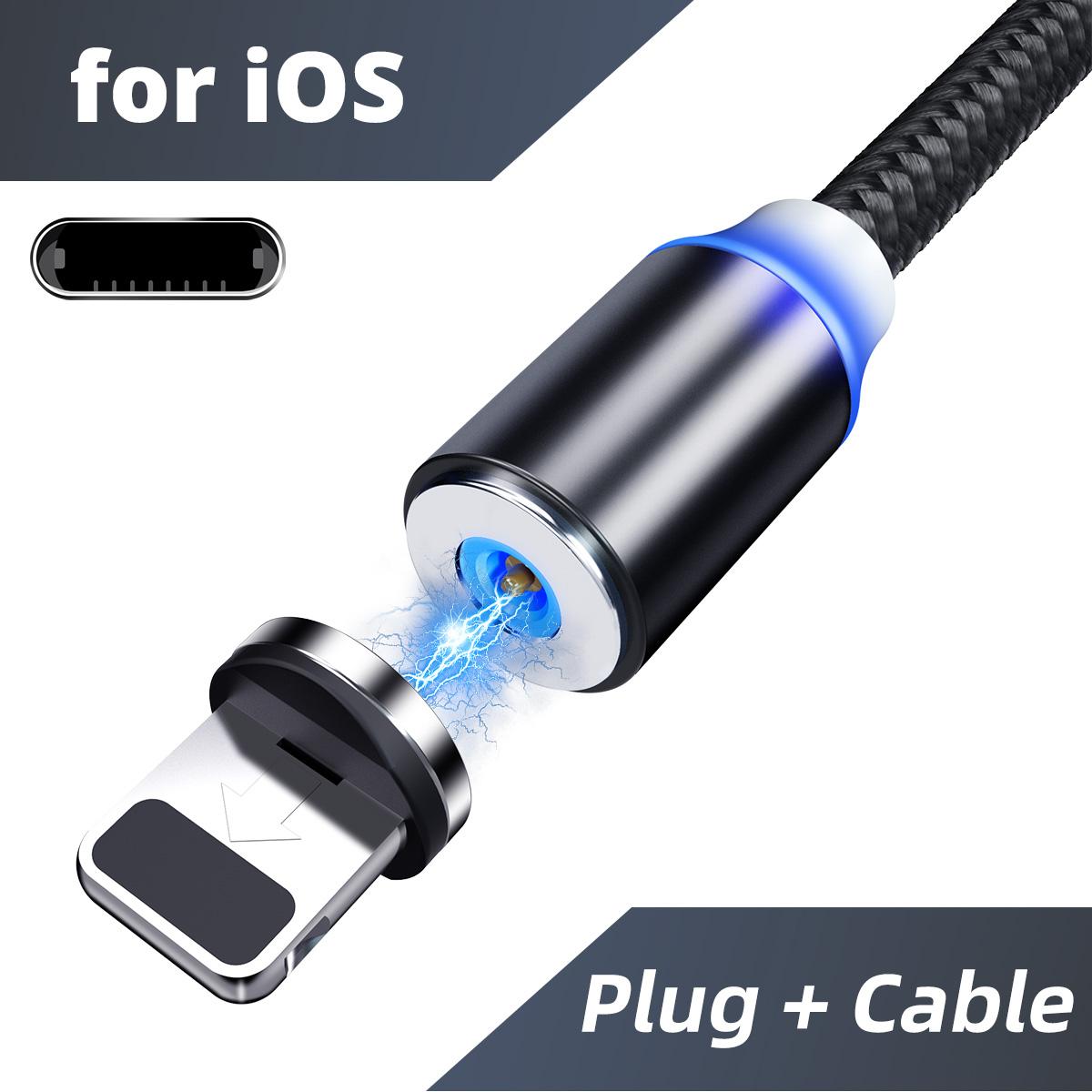 Светодиодный USB-кабель для зарядного устройства 2,0 А, кабель типа C, микро-USB, быстрая зарядка мобильного телефона IOS чёрный AL