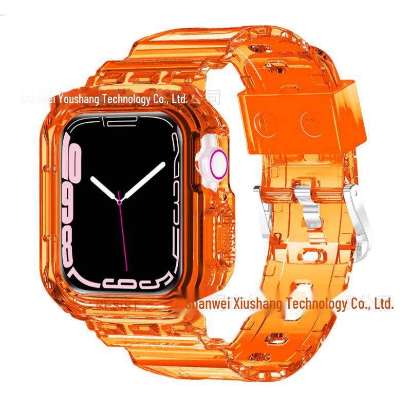 Ремешок из силикона TPU Glacier для Apple Watch 7/8 — прозрачный дизайн 44/45 dial black Smarter than future