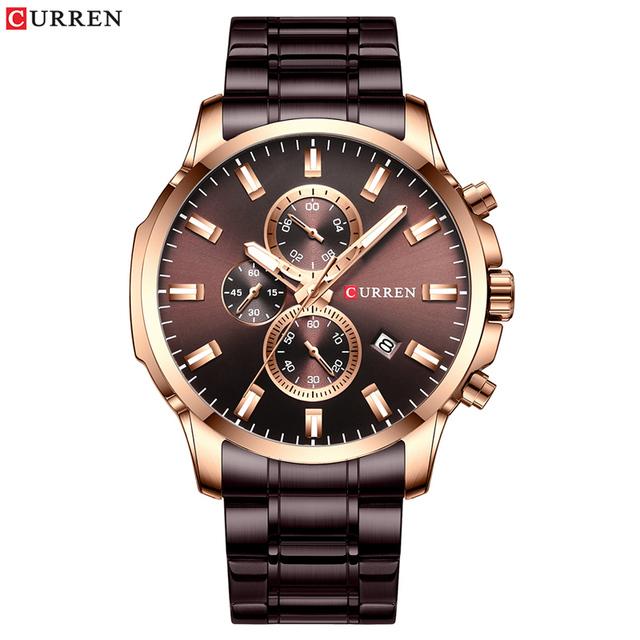 CURREN модные часы мужские кофейные часы мужские кварцевые наручные часы из нержавеющей стали с хронографом мужские часы Relogio Masculino gray