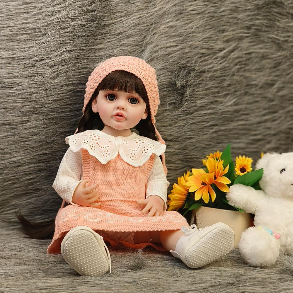 Новая кукла Reborn для маленьких девочек 55 см Susu, силиконовая водонепроницаемая кукла для всего тела, реалистичные волосы, куклы для новорожденных девочек, детская игрушка в подарок black FUSKARMA TOYS