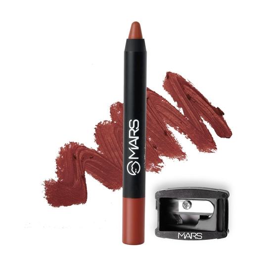 Помада-карандаш MARS Long Lasting Crayon Lipstick, держится до 12 часов | Матовый финиш | Водостойкая | Не размазывается, не скатывается карандаш для губ (3,5 г) (10-Женская сила) brown SHREE HARI GROUP