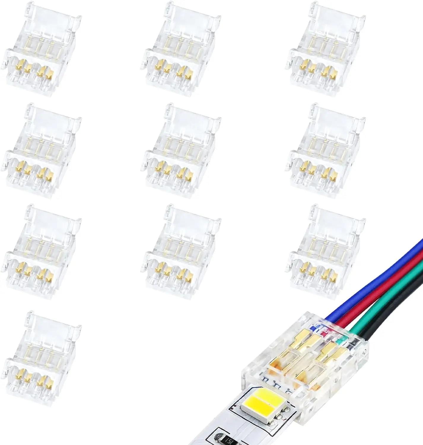 10 шт. светодиодных разъемов 2Pin 8/10 мм, разъем Strip-to-Stick, прозрачный, без пайки, без проводов, разъем для ленточного освещения 10PCs white World Auto Parts