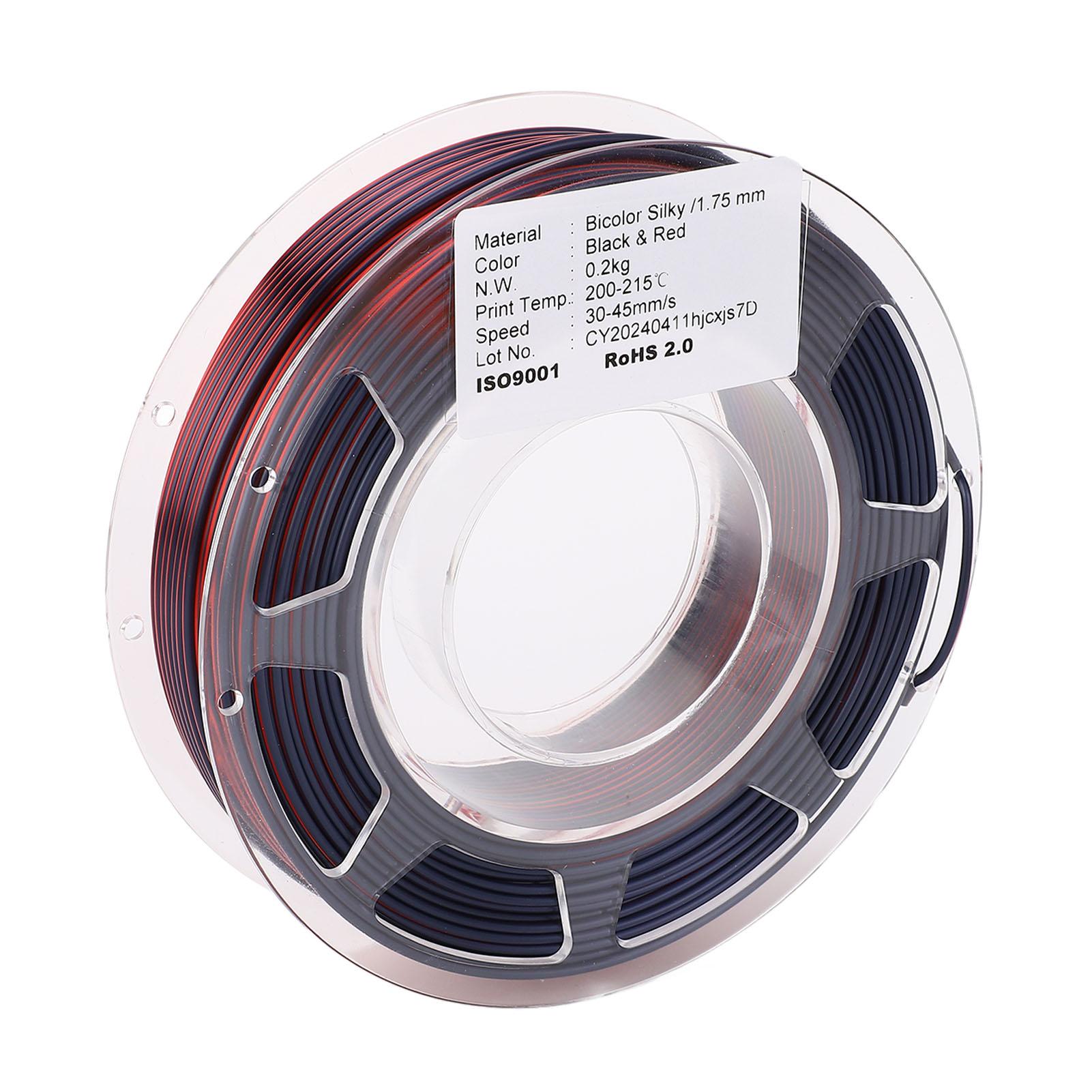3D-принтер PLA-нить 1,75 мм, катушка, комплект 200 г, расходные материалы для печати, шелк, черный, красный gray TOMTOP JMS