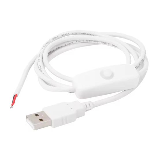 1M USB-кабель питания с выключателем вкл/выкл 2-контактный DIY-провод для зарядки светодиодных лент Электроника Мужской разъем USB 2.0 Тип A белый HOMAVA