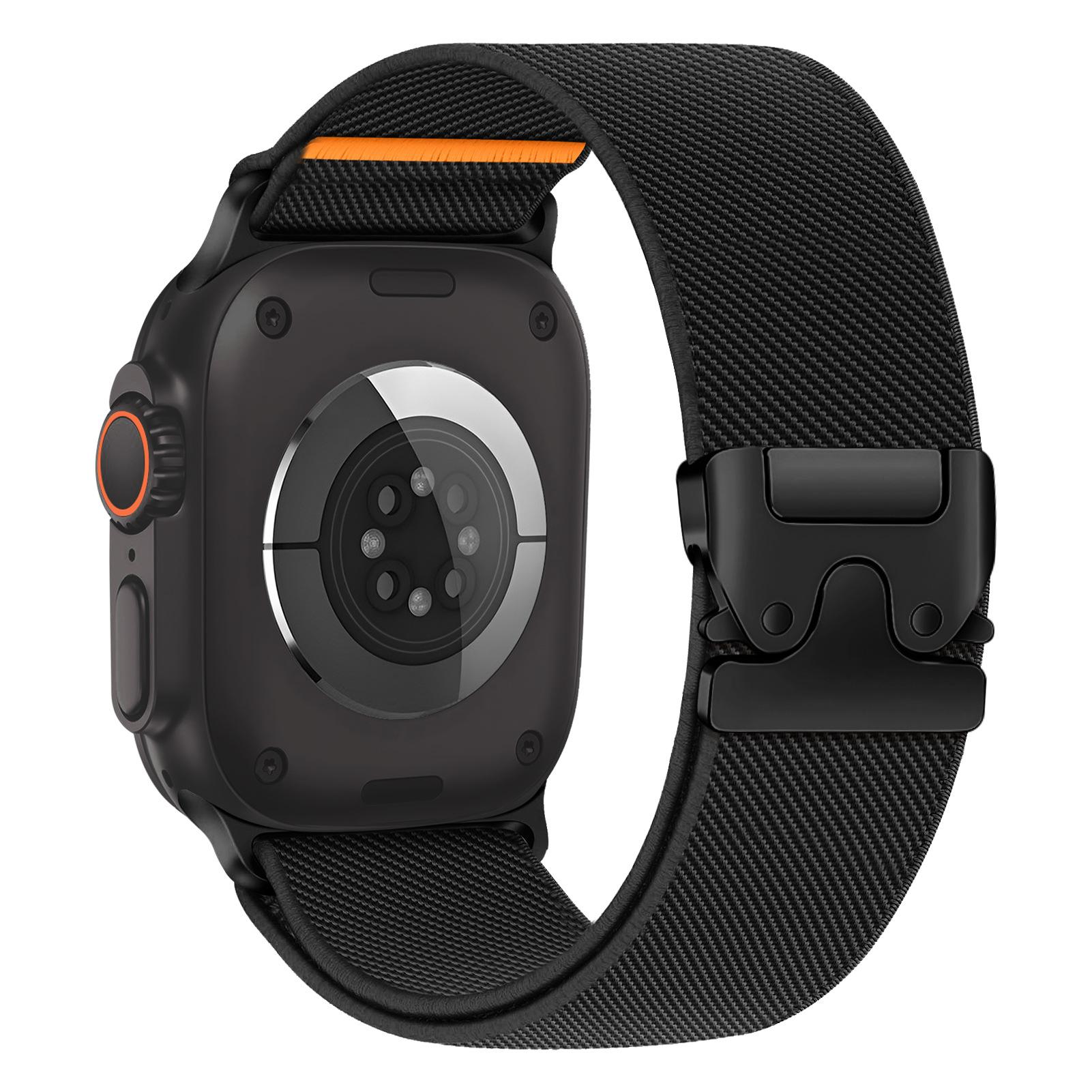 Парашютные ремни для Apple Watch ultra 2 Band 49 мм 45 мм 46 мм 44 мм 42 мм 40 мм 41 мм correa Bracelet IWatch Series 10 9 8 7 6 3 SE 38mm 40mm 41mm чёрный Lucky Black Cat