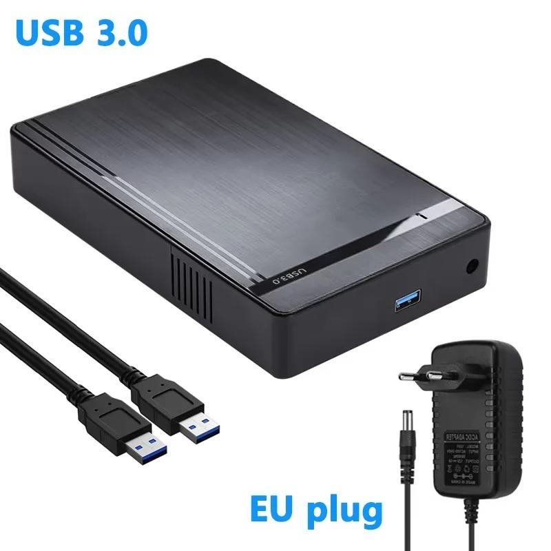 Корпус для жесткого диска 3,5 дюйма USB 3.0 - SATA Внешний жесткий диск Корпус для жесткого диска 5 Гбит/с Высокоскоростной адаптер для 2,5 3,5  SSD Жесткий диск Корпус для ПК Поддержка жесткого диска 10 ТБ EU Plug gray Kebidumei