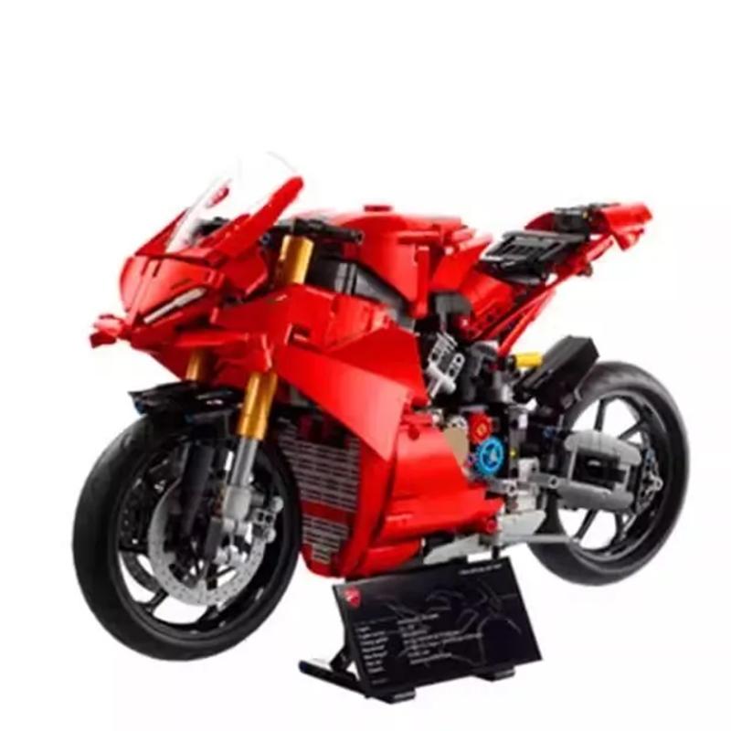 2025 MOC Технический 42202 Ducatis Panigales V4 S Мотоцикл Конструктор Модель Механическая Группа Кирпичи Игрушки Дети Мальчик Подарок red Specials