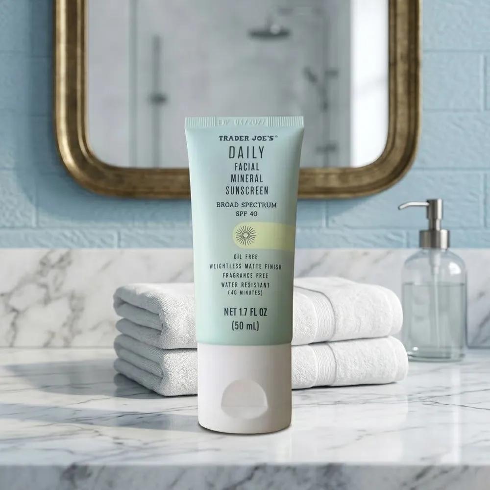 Солнцезащитный крем для лица Trader Joe s SPF40 Daily Mineral Facial Sunscreen 50 мл Минеральный солнцезащитный крем без белого налета gray
