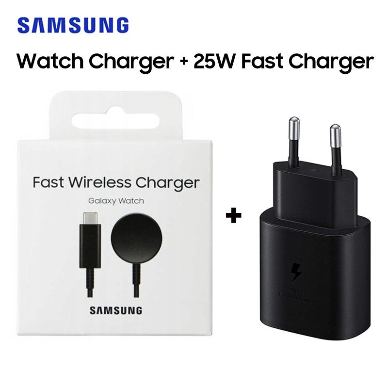 Оригинальное портативное беспроводное зарядное устройство для часов Samsung Watch Power Bank с функцией быстрой зарядки для Samsung Galaxy Watch 6/5 Pro/5/4/3/Active 2 Watch Charger+25W Charger