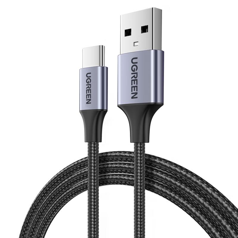 UGREEN Плетеный зарядный кабель USB-A на Type-C для iPhone и Android 1 meter - Apple 15-17 charging gray