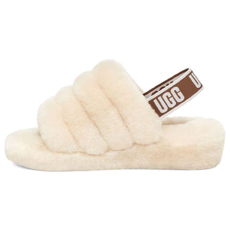 UGG Fluff Yeah Овчина Удобные Толстая Подошва Модные Тапочки Женские Тапочки Натуральный 1095119-NAT 40 white