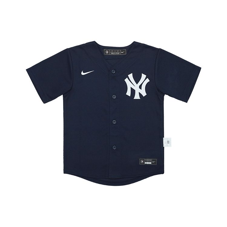 Nike X MLB Embroidered Logo Single-Breasted Comfortable Casual Baseball Short Sleeve Shirt Kids shirts Deep-Blue 3Z3B7ZWEB-NYY S white