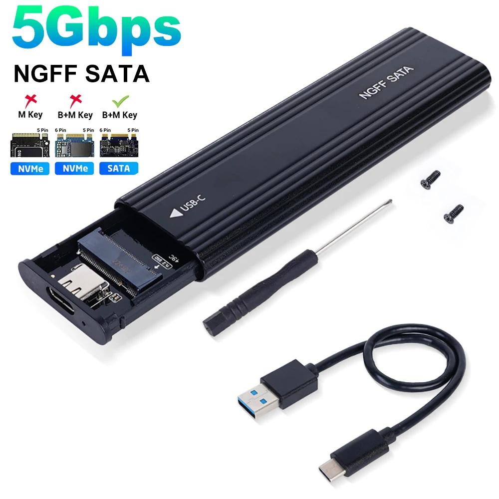 Корпус для M.2 SSD M.2 NVMe SATA SSD Корпус Адаптер M.2 на USB Type C SSD 10 Гбит/с USB 3.1 Внешний корпус Поддерживает ключи M и B и B&M Only SATA 5Gbps black Kebidumei