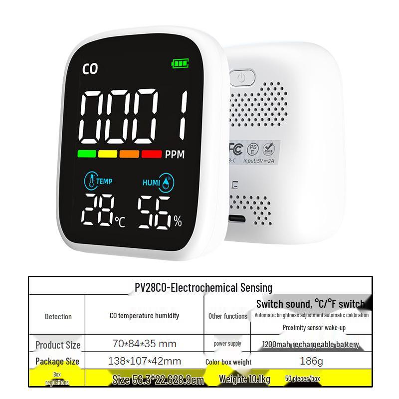 WiFi Tuya Монитор качества воздуха: PM2.5, CO2, TVOC, HCHO, NDIR-сенсор white Chose One