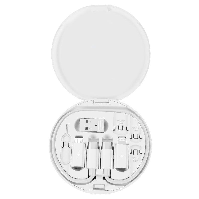 Комплект кабелей-адаптеров для зарядки Multi USB Type C to C 60 Вт, комплект переходников USB C to Lighting, USB A & Type C to Micro/Type C/Lighting Without mirror белый Lucky Black Cat