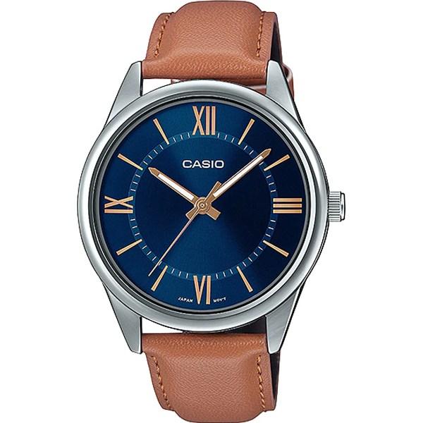 Мужские наручные часы Casio с кожаным ремешком MTP-V005L-2B5U blue