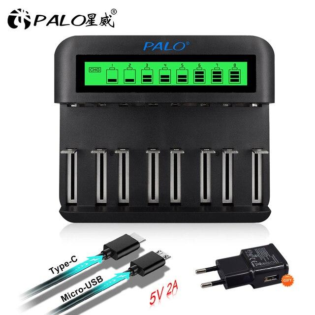 PALO ЖК-дисплей USB Smart Зарядное устройство для аккумуляторов AA AAA SC Размер компакт-диска Аккумуляторные батареи 1,2 В Ni-MH Ni-CD Быстрое зарядное устройство gray