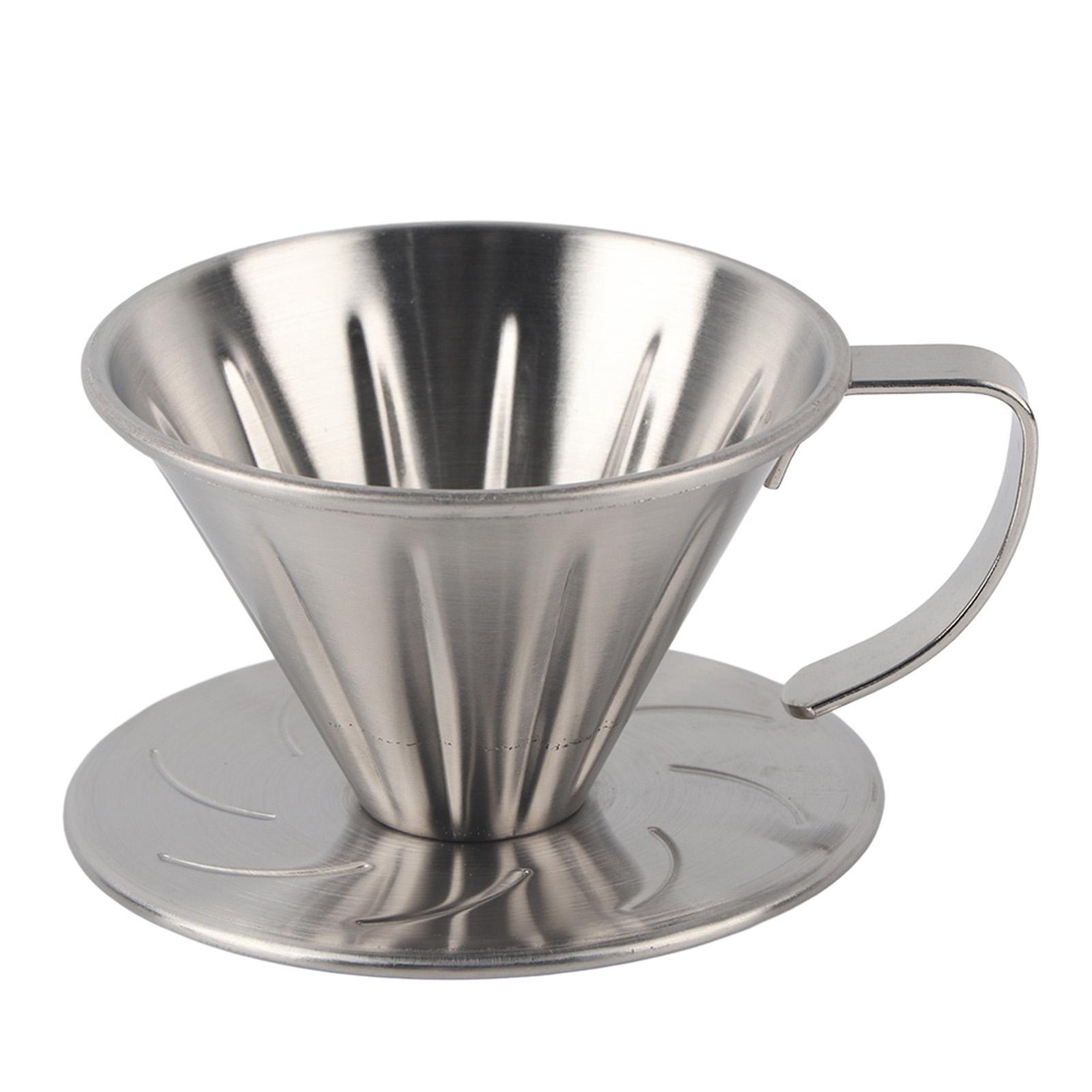 Нержавеющая сталь Pour Over Coffee Dripper Cone Filter Cup Stand Coffee Machine Accessories Home gray CosyHome