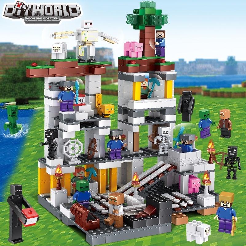 Набор LEGO Minecraft Дом на дереве в джунглях Фигурки зомби Строительные блоки Развивающие игрушки для мальчиков gray CAOWJiBrother