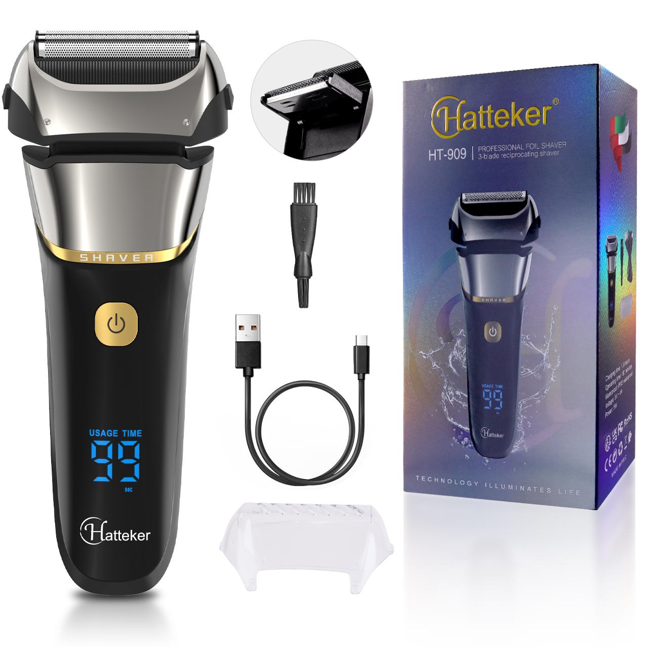 HATTEKER Foil Shaver Водонепроницаемая электрическая бритва для мужчин Влажная сухая электробритва gray