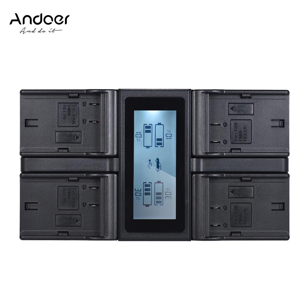 Andoer NP-FZ100 Запасное зарядное устройство для 4-канальной ЖК-камеры для Sony A7III A9 A7RIII A7SIII DMW-BLF19E UK black