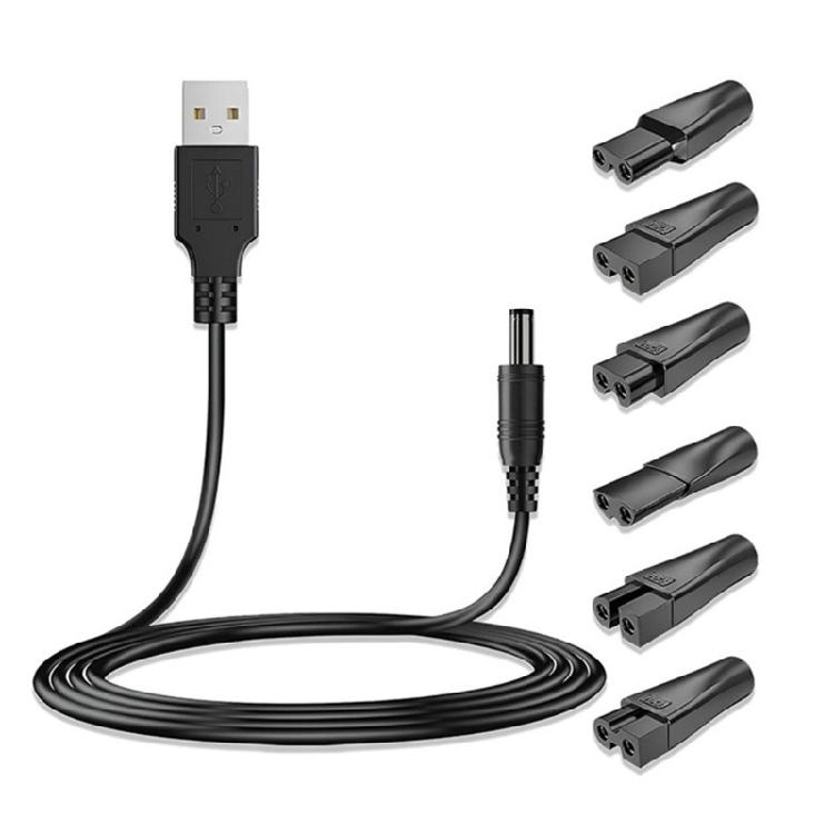 Комплексный USB-кабель для зарядки для электрических машинок для стрижки волос и косметических инструментов, триммеров для бороды, адаптер, шнур питания black Manganese
