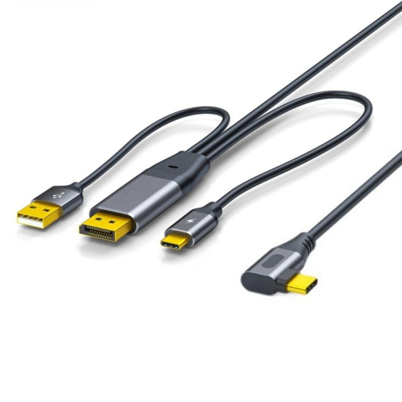 Конвертеры USB C To Видеокабель 4K@60Гц Поддержка сенсорного управления Для портативных мониторов VR игровых устройств gray Cheese Bread Ball