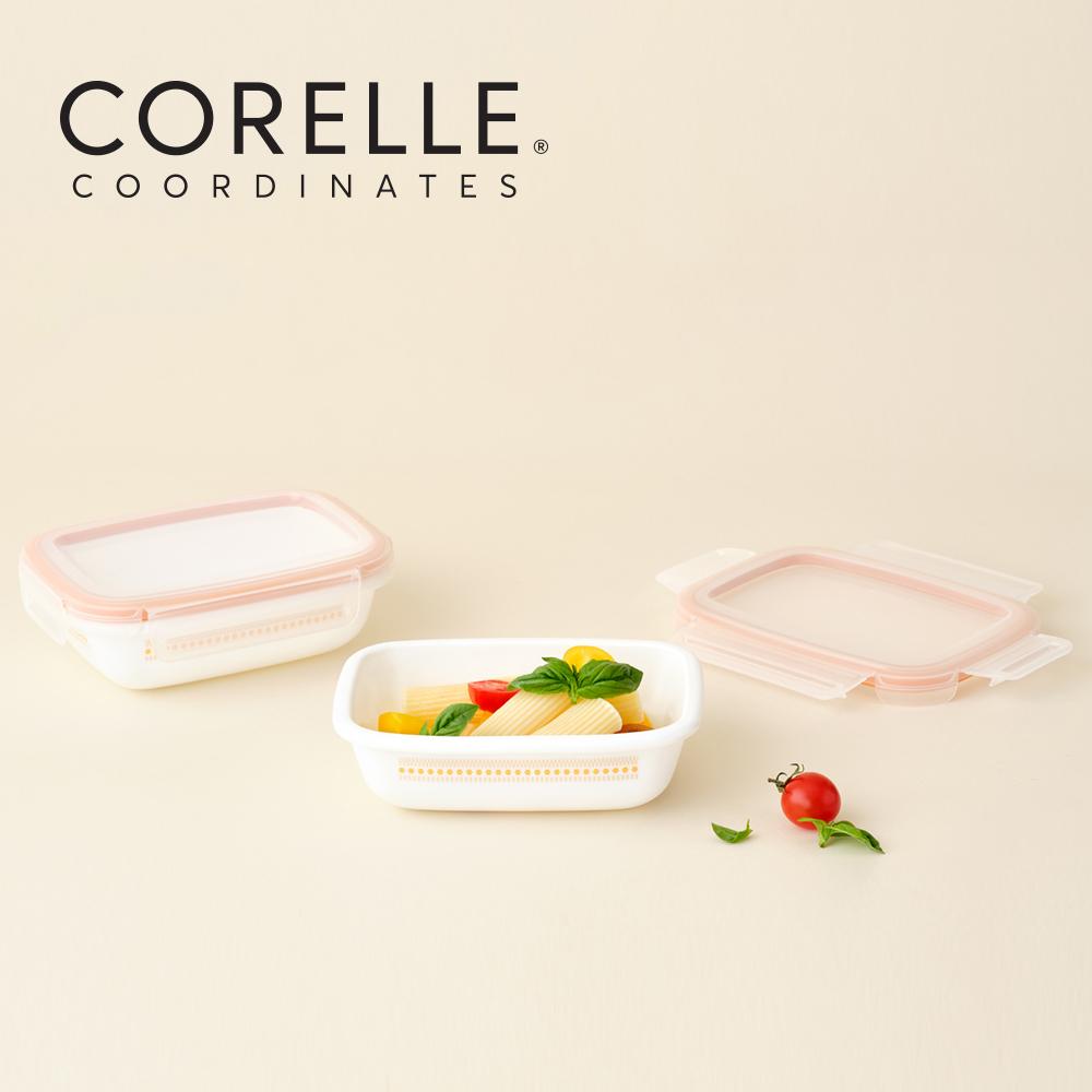 Прямоугольный контейнер для хранения продуктов Corelle Jacquard Band, 2 шт. (465 мл) Посудомоечная машина Подходит для духовки Желтый beige adamhnk