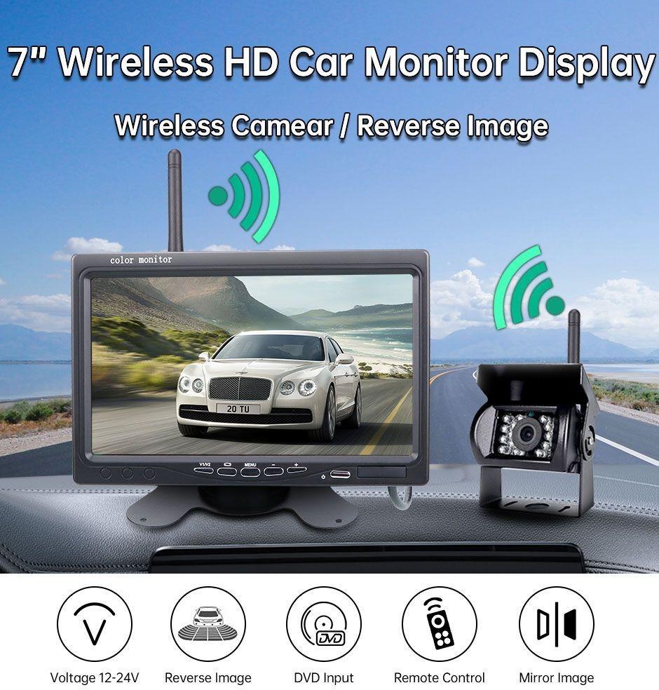 Беспроводной 7-дюймовый автомобильный монитор HD ЖК-монитор с резервной камерой заднего вида и автомобильное зарядное устройство 7 Inch чёрный Yousui Auto parts