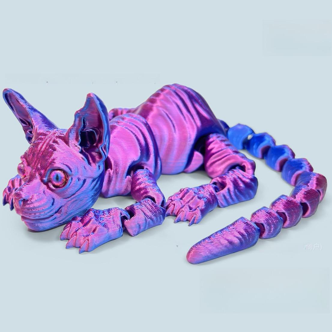 3D-печатная фигурка кошки сфинкса, реалистичная бесшерстная кошка, милая 3D-печатная игрушка, подвижная игрушка-непоседа для влюбленных, домашний декор 16.2CM purple YTO phone case