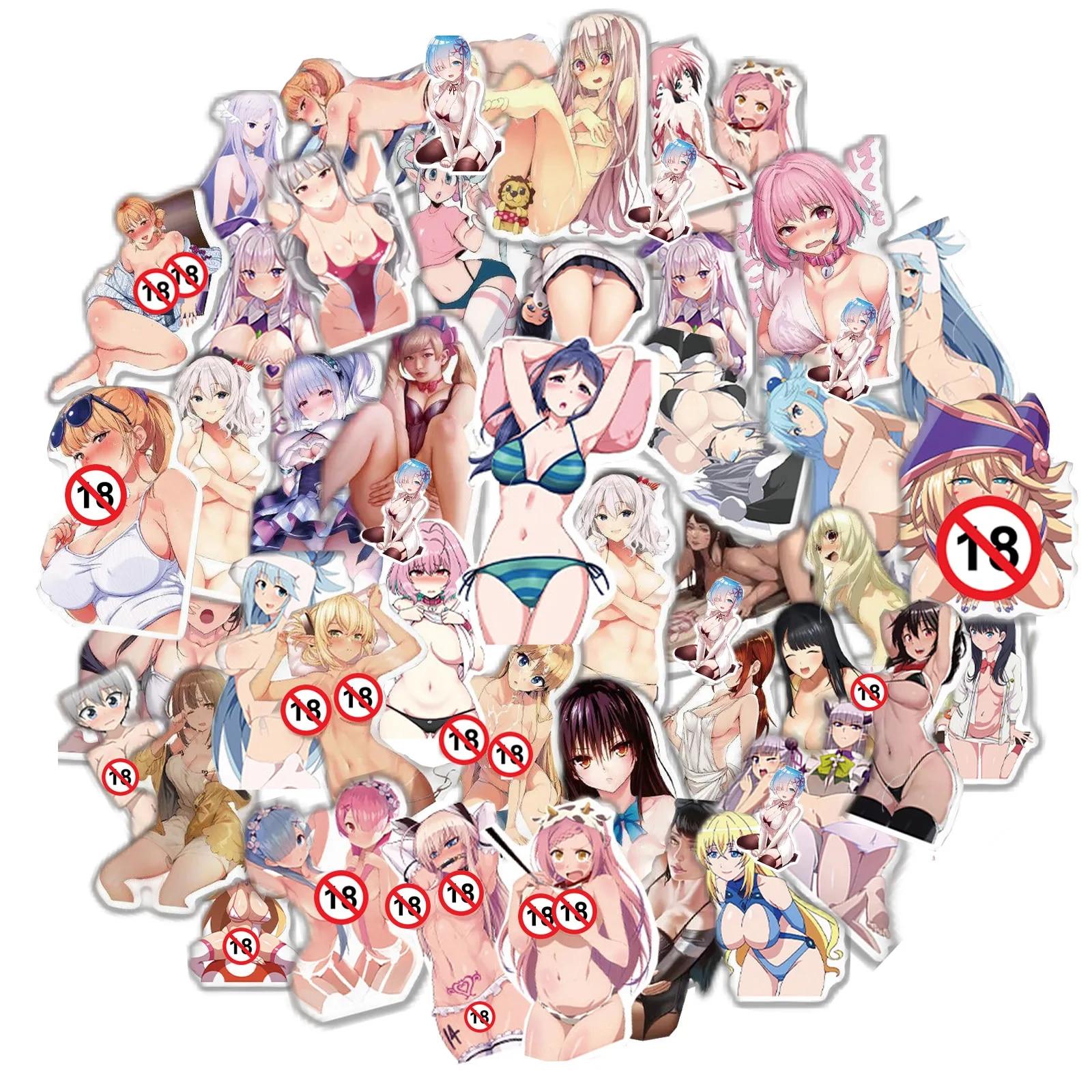 50 шт. для взрослых, аниме, хентай, сексуальные наклейки Waifu, наклейки с солнечной цензурой для ноутбука, телефона, багажа, милые автомобильные наклейки, игрушки для девочек gray Fashion Maker 1