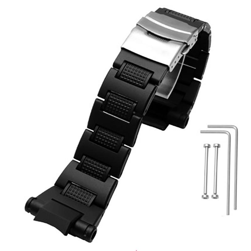 Пластиковый стальной ремешок для часов Casio GW-A1100FC GW-A1000 GW-4000 GA-1000 Ремешок для часов Высококачественный Мужской Спортивный Браслет для Наручных Часов black Sweetown