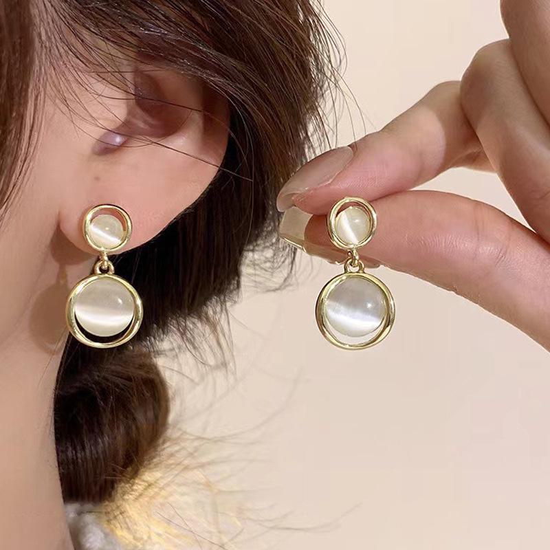 Серьги из серебра 925 пробы с камнем «кошачий глаз» геометрической формы - Элегантный, минималистичный дизайн для женщин A1652 золотой Polaris star